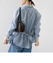 【WEB限定】〈手洗い可能〉ストライプ 2WAY リボン シャツ