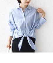 【WEB限定】〈手洗い可能〉ストライプ 2WAY リボン シャツ