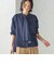 〈手洗い可能〉デニム ライク リボン タイ ブラウス