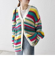 SHIPS any:〈手洗い可能〉ロービング ルーズ Vネック ニット カーディガン