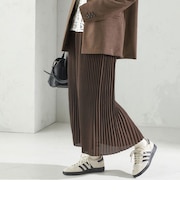 プリーツ ミディ ウエスト ゴム スカート
