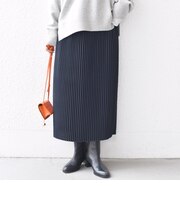 プリーツ ミディ ウエスト ゴム スカート