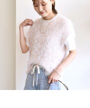 【WEB限定】〈手洗い可能〉チュール フェザー MIX ニット ベスト