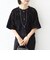 little black:〈手洗い可能〉パール 釦 フリル チュール 半袖 ブラウス