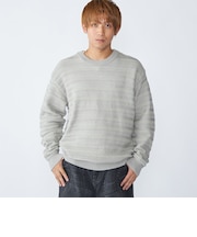City Ambient Products: 〈手洗い可能〉7ゲージ ランダム ボーダー クルーネック ニット