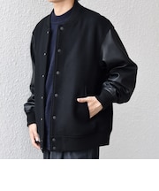 SHIPS any: PURE WOOL MELTON スタジアム ブルゾン (スタジャン)◇