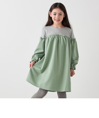 SHIPS any:〈洗濯機可能〉ボーダー/ソリッド 切り替え ワンピース<KIDS>