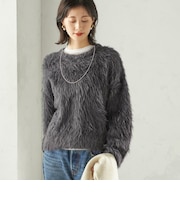 〈手洗い可能〉シャギー ファー クルーネック プルオーバー