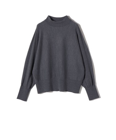 SHIPS Primary Navy Label:MERINO WOOL ハイネック ドルマン ニット