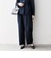 SHIPS any:〈手洗い可能〉ジャカード タック セミワイド パンツ［NAVY BLUE］