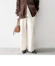 bon_meur:〈洗濯機可能〉ロゴ エンブロイダリー パッチワーク ワイド パンツ