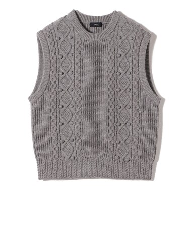SHIPS Primary Navy Label:〈手洗い可能〉PON PON ケーブル ベスト