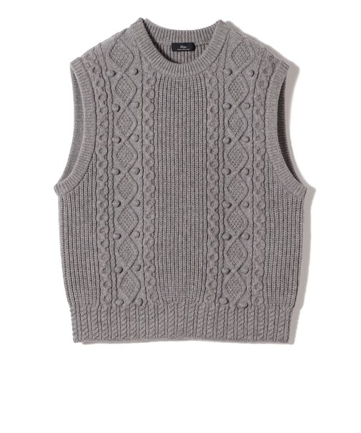 SHIPS Primary Navy Label:〈手洗い可能〉PON PON ケーブル ベスト