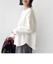 〈手洗い可能〉両面起毛 裾 ラウンド デザイン プルオーバー
