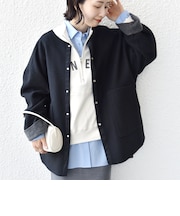 セミ 梳毛 配色 リバー ノーカラー コート