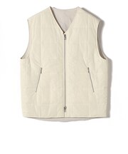 SHIPS Primary Navy Label:〈手洗い可能〉スクエア キルト リバーシブル ジレ