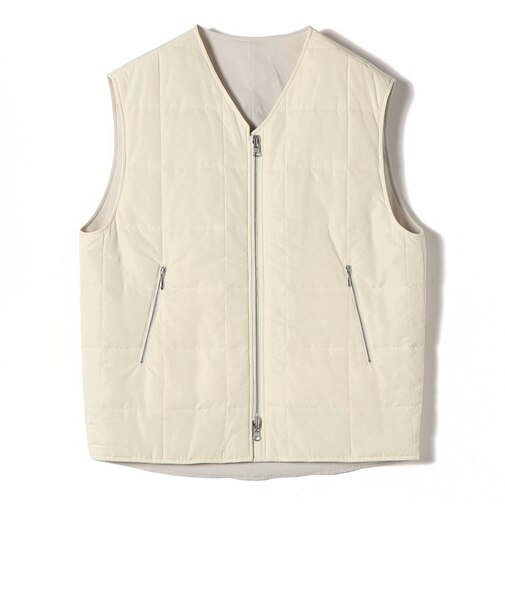 SHIPS Primary Navy Label:〈手洗い可能〉スクエア キルト リバーシブル ジレ