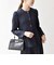 SHIPS any:〈手洗い可能〉ジャカード ノーカラー ペプラム ジャケット［NAVY BLUE］