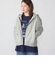 【WEB限定】SHIPS: クロップド ワイド ワンポイント ロゴ ジップアップ フーディー