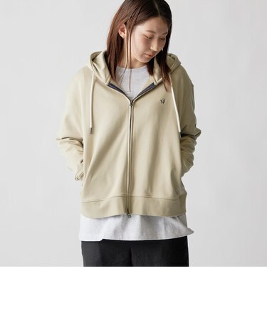 【WEB限定】SHIPS: クロップド ワイド ワンポイント ロゴ ジップアップ フーディー