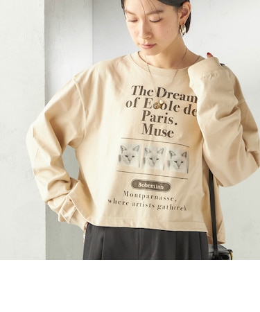 【SHIPS別注】Odub: フォト プリント クロップド ロングスリーブ TEE