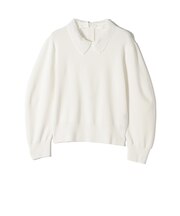 SHIPS Primary Navy Label:〈手洗い可能〉シルク混 レース 襟 プルオーバー