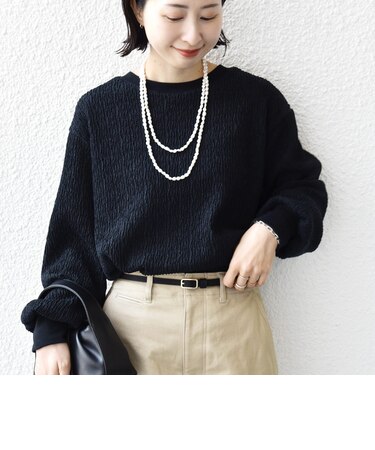 【WEB限定】〈手洗い可能〉ウェーブ クレープ ヘンリー 2WAY プルオーバー