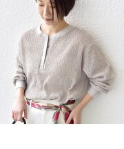 【WEB限定】〈手洗い可能〉ウェーブ クレープ ヘンリー 2WAY プルオーバー