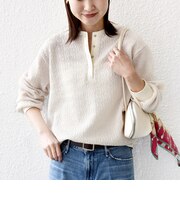 【WEB限定】〈手洗い可能〉ウェーブ クレープ ヘンリー 2WAY プルオーバー
