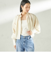 堀田茜×SHIPS:〈接触冷感/撥水/洗濯機可能〉TEXBRID(R) ギャザー ブラウス