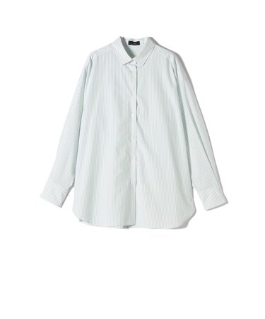 SHIPS Primary Navy Label:コットン タイプライター ビッグ シャツ (ライム/パープル)