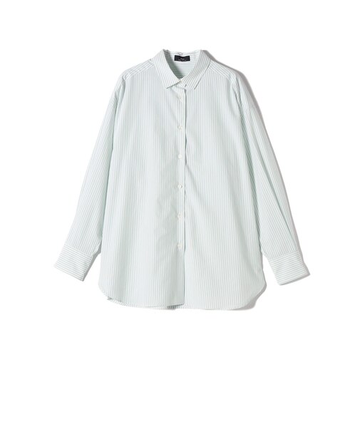 SHIPS Primary Navy Label:コットン タイプライター ビッグ シャツ (ライム/パープル)