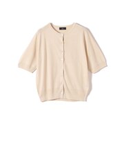 SHIPS Primary Navy Label:〈手洗い可能〉シルク リネン 半袖 カーディガン