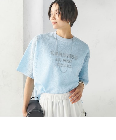 〈手洗い可能〉レース ジャカード ショートスリーブ カットソー