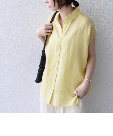 SHIPS Colors:〈洗濯機可能〉ユーロリネン (EURO Linen) フレンチスリーブ ビッグ シャツ◇