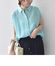 SHIPS Colors:〈洗濯機可能〉ユーロリネン (EURO Linen) フレンチスリーブ ビッグ シャツ◇