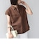 SHIPS Colors:〈洗濯機可能〉ユーロリネン (EURO Linen) フレンチスリーブ スキッパーブラウス◇