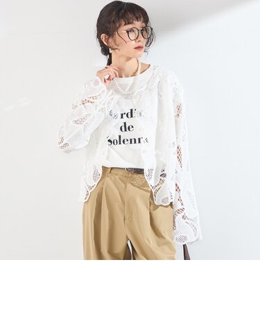 SHIPS Colors:〈手洗い可能〉スカラップ レース ノーカラー ジャケット
