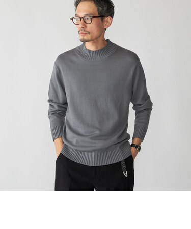 SHIPS:〈手洗い可能〉9ゲージ コンフォート モックネック プルオーバー ニット
