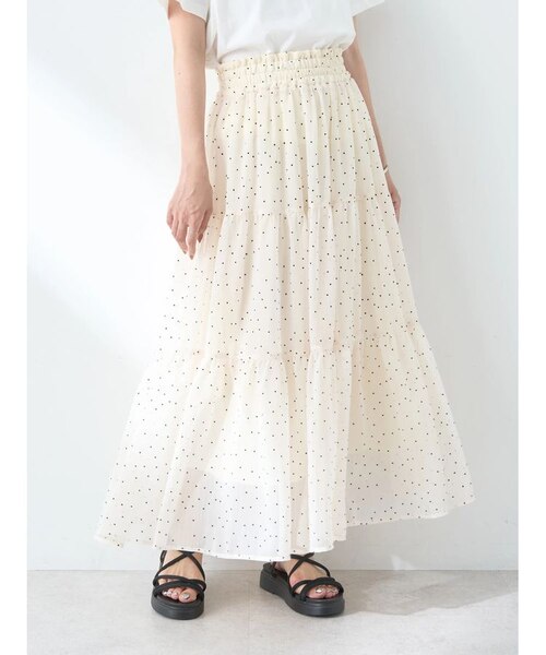 フロッキードットシアーティアードスカート｜アースミュージック