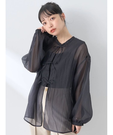 シアーリボンシャツ