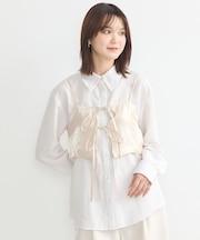 SET2点 ロングシャツ+リボンビスチェ