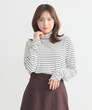 シャーリングスリーブリブタートルプルオーバー