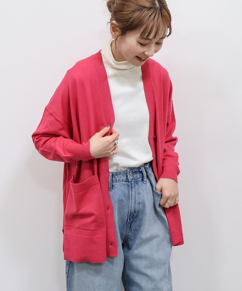 [未使用品] アンフィル　カシミヤ100% Vネック　2way カーディガン 未使用品] アンフィル カシミヤ100% Vネック 2way カーディガン