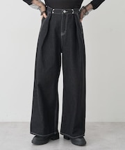 タックホックデニムパンツ