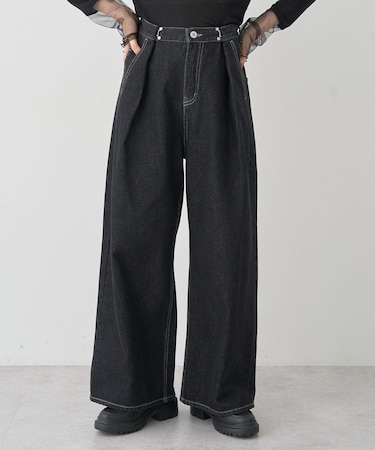 タックホックデニムパンツ