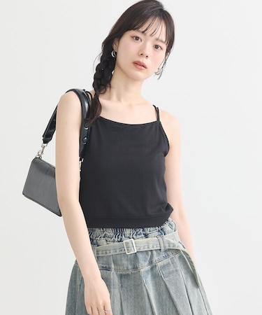 ダブルストラップパターンメッシュキャミソール