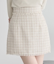 フリンジツイードミニスカート