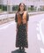 レース切替フラワーロングワンピース