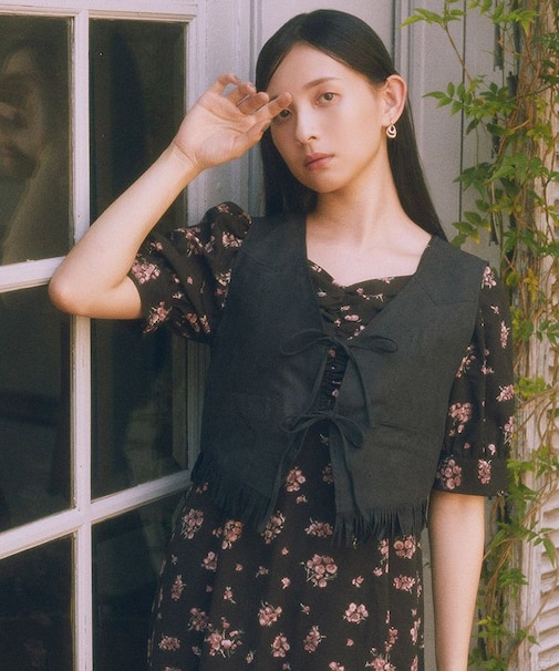 スウェード調フリンジベスト